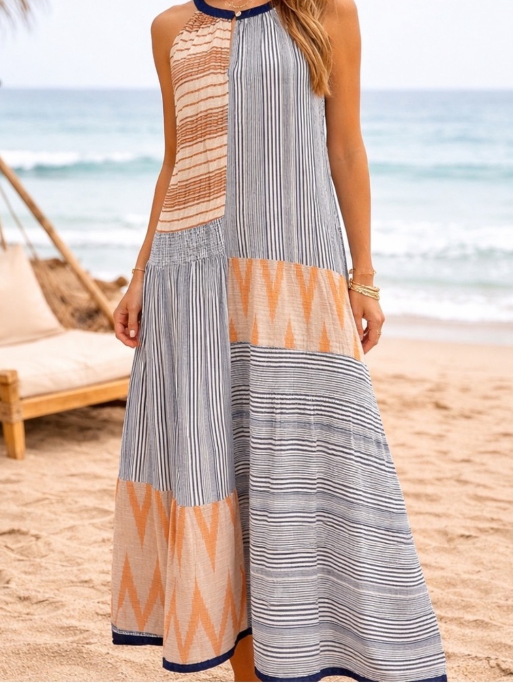 Anthropologie THML Mixed Print Boho
Patchwork Halter Maxi Dress - Picture 2 of 16